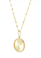 Round Disk Pendant Necklace with 18" Mirror Chain in 10K Yellow Gold