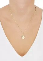 Round Disk Pendant Necklace with 18" Mirror Chain in 10K Yellow Gold