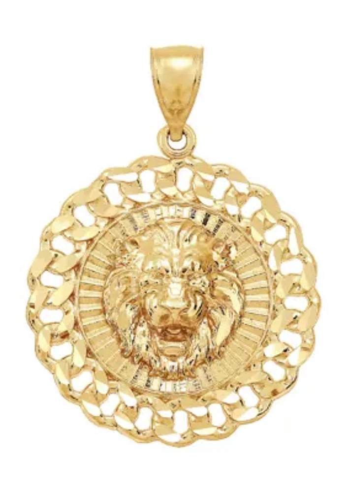 Lion Head Pendant in 10K Yellow Gold