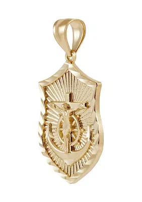 Shield with Center Anchor Pendant in 10K Yellow Gold