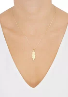 Feather Pendant Necklace with 18" Forzantina Chain in 10K Yellow Gold