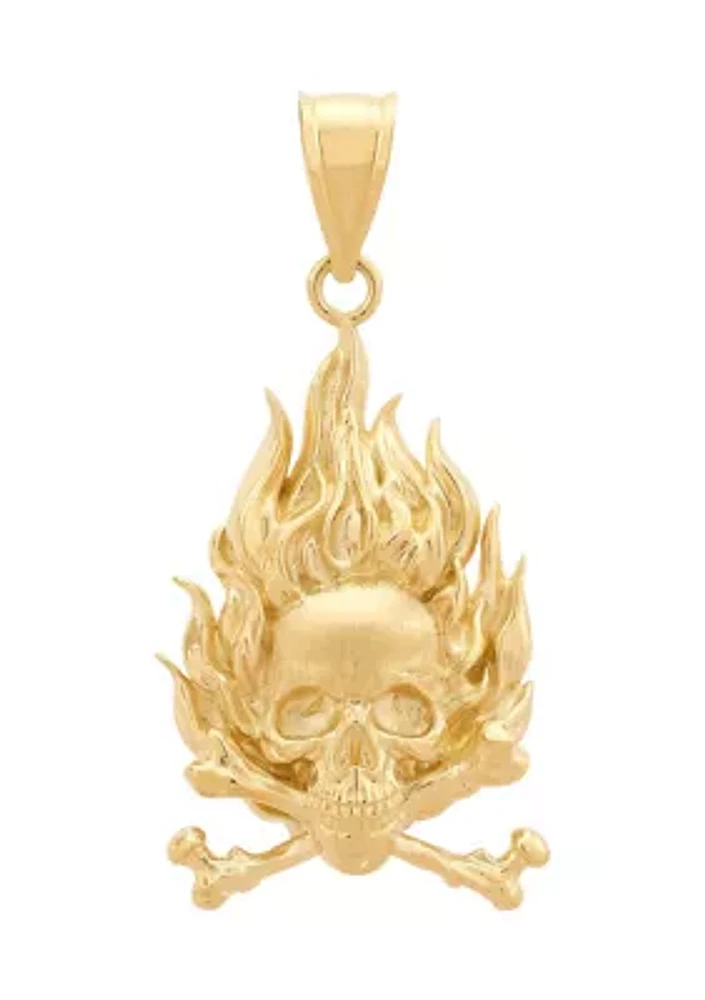 Satpol Blazing Skull Pendant in 10K Yellow Gold