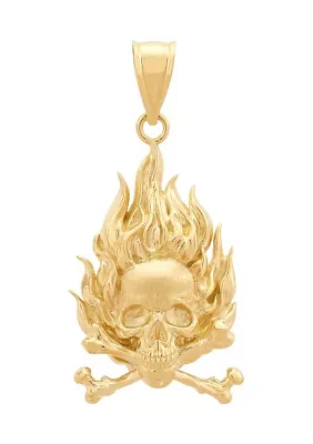 Satpol Blazing Skull Pendant in 10K Yellow Gold