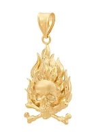 Satpol Blazing Skull Pendant in 10K Yellow Gold