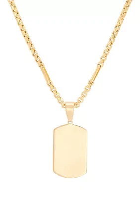 Dog Tag with 22" Paperclip Chain in 10K Yellow Gold