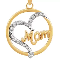 Mom Pendant Necklace with 18" Rope Chain in 10K Yellow Gold