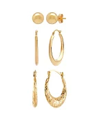 3-Piece Earring Set in 10k Yellow Gold 