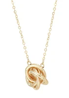 Love Knot Necklace and Earrings Set in 10K Yellow Gold