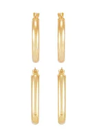 Round and Oval Hoop Earrings Set in 10K Yellow Gold