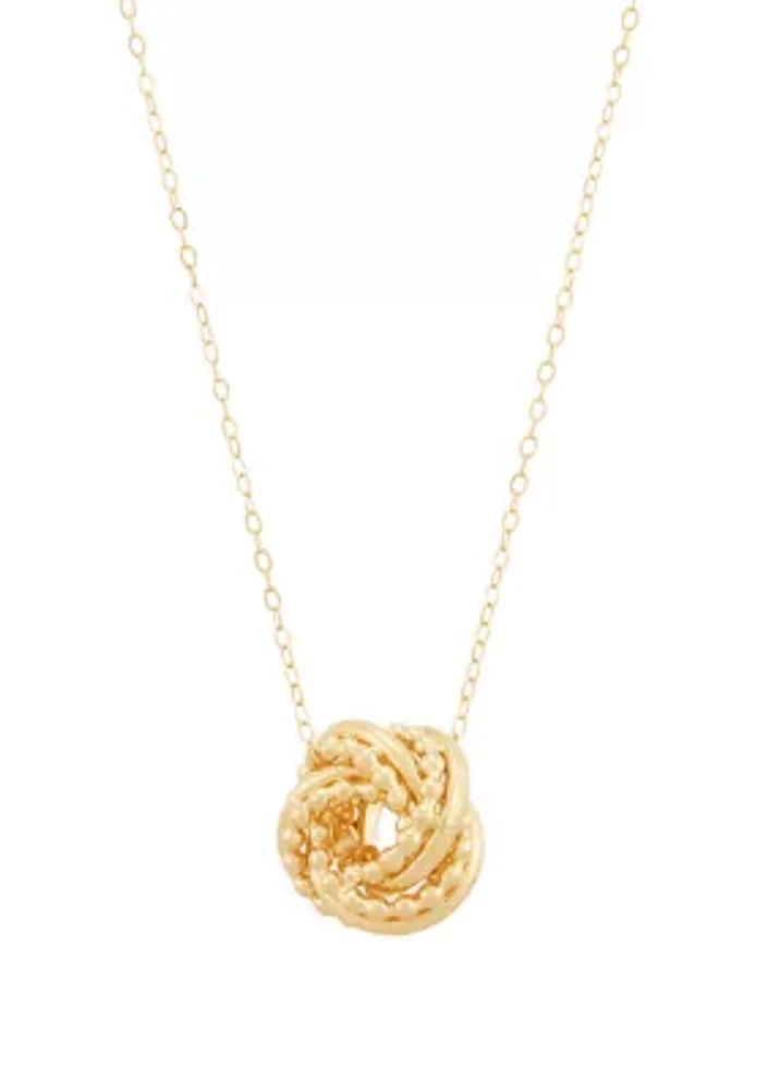 Love Knot Pendant Necklace with 18" Cable Chain in 10K Yellow Gold