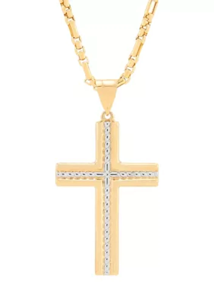 Cross Pendant Necklace with 20" Box Chain 10K Yellow Gold