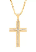 Cross Pendant Necklace with 20" Box Chain 10K Yellow Gold