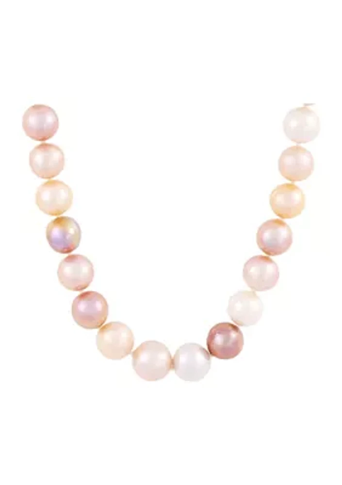 11-15 Millimeter Natural Color Ming Pearl Necklace in Sterling Silver