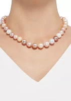 11-15 Millimeter Natural Color Ming Pearl Necklace in Sterling Silver