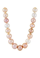 11-15 Millimeter Natural Color Ming Pearl Necklace in Sterling Silver