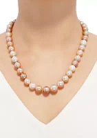 11-15 Millimeter Natural Color Ming Pearl Necklace in Sterling Silver