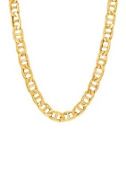 9.7 Millimeter Hollow Mariner chain Necklace in Gold Over Silver