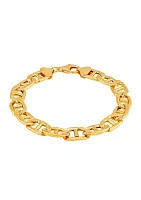 9.7 Millimeter Hollow Mariner Chain Bracelet in Gold Over Silver