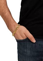 9.7 Millimeter Hollow Mariner Chain Bracelet in Gold Over Silver