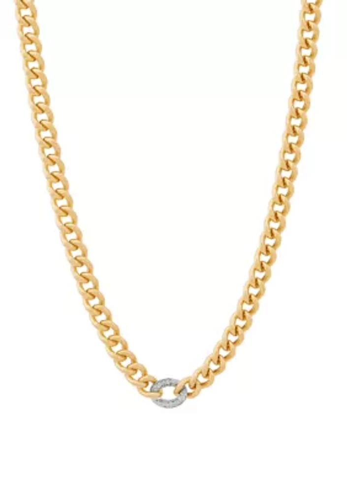 White Topaz Station Necklace in Gold Over Sterling Silver