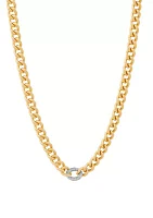 White Topaz Station Necklace in Gold Over Sterling Silver