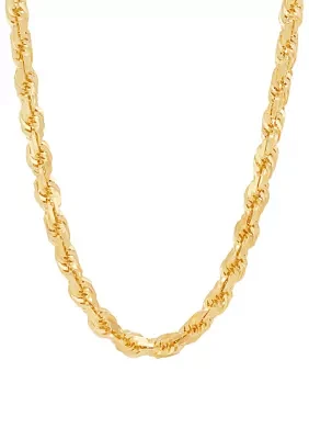 Solid Square Rope Chain in Gold Over Sterling Silver