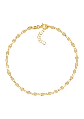 Solid Star Cut Mirror Chain Anklet in Gold Over Silver