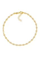 Solid Star Cut Mirror Chain Anklet in Gold Over Silver