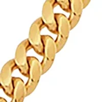 3.5 Millimeter Solid Curb Chain Necklace in Gold Over Silver