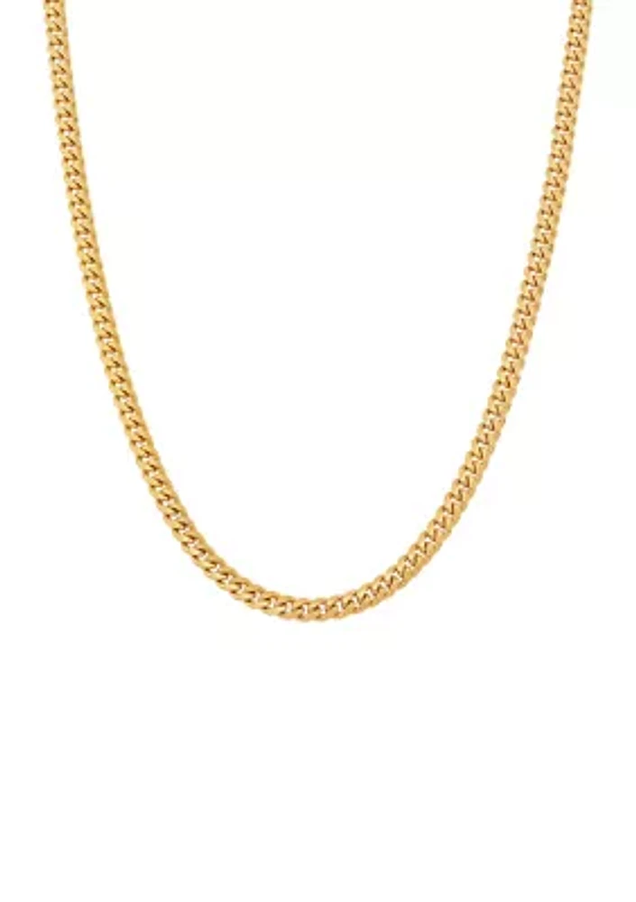 3.5 Millimeter Solid Curb Chain Necklace in Gold Over Silver