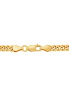 3.5 Millimeter Solid Curb Chain Necklace in Gold Over Silver