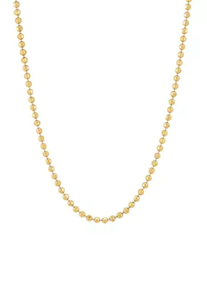 2.5 Millimeter Solid Bead Chain Necklace in Gold Over Sterling Silver