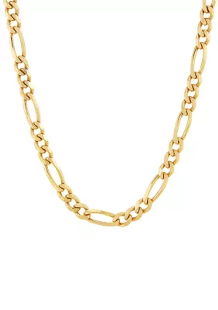 4.3 Millimeter Beveled Figaro Chain Necklace in Gold Over Sterling Silver