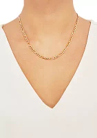 4.3 Millimeter Beveled Figaro Chain Necklace in Gold Over Sterling Silver