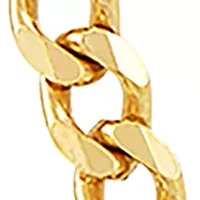 4.3 Millimeter Solid Beveled Figaro Chain Necklace in Gold Over Sterling Silver