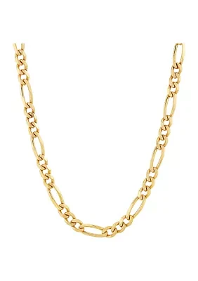 4.3 Millimeter Solid Beveled Figaro Chain Necklace in Gold Over Sterling Silver