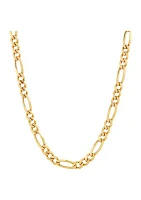 4.3 Millimeter Solid Beveled Figaro Chain Necklace in Gold Over Sterling Silver