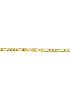 4.3 Millimeter Solid Beveled Figaro Chain Necklace in Gold Over Sterling Silver