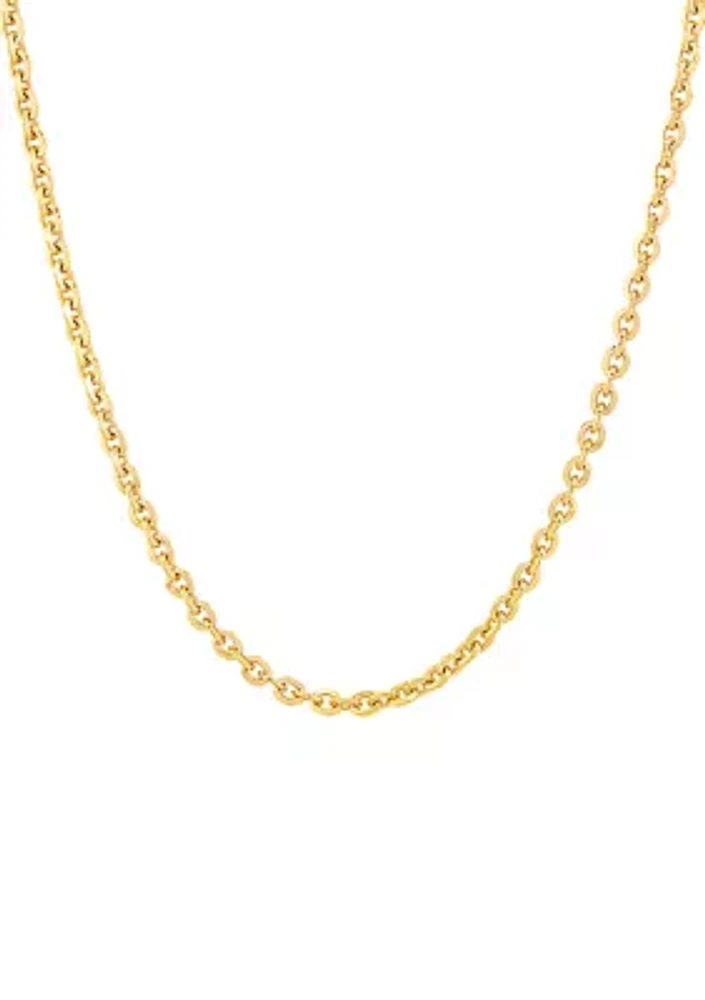 2.9 Millimeter Solid Oval Cable Chain Necklace  in Gold Over Silver