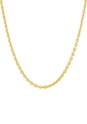 2.9 Millimeter Solid Oval Cable Chain Necklace  in Gold Over Silver