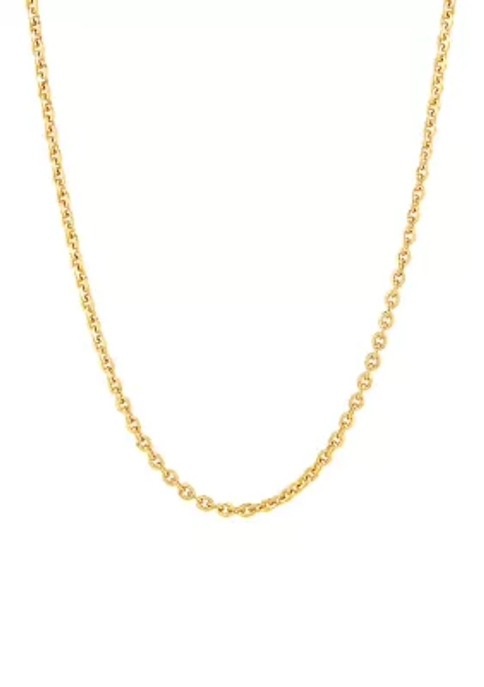 2.9 Millimeter Oval Cable Chain Necklace in Gold Over Sterling Silver