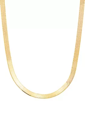 4.5 Millimeter Solid Herringbone Chain Necklace in Gold Over Sterling Silver