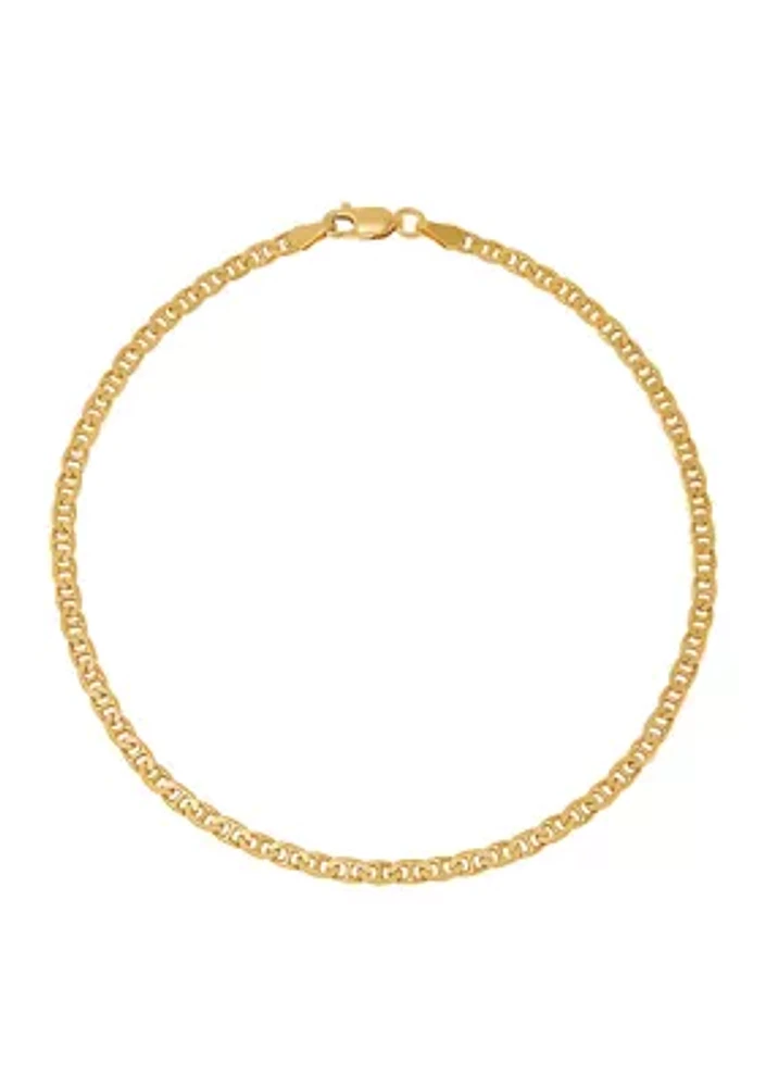 Millimeter Solid Mariner Chain Bracelet in Gold over Sterling Silver