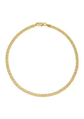 Millimeter Solid Mariner Chain Bracelet in Gold over Sterling Silver