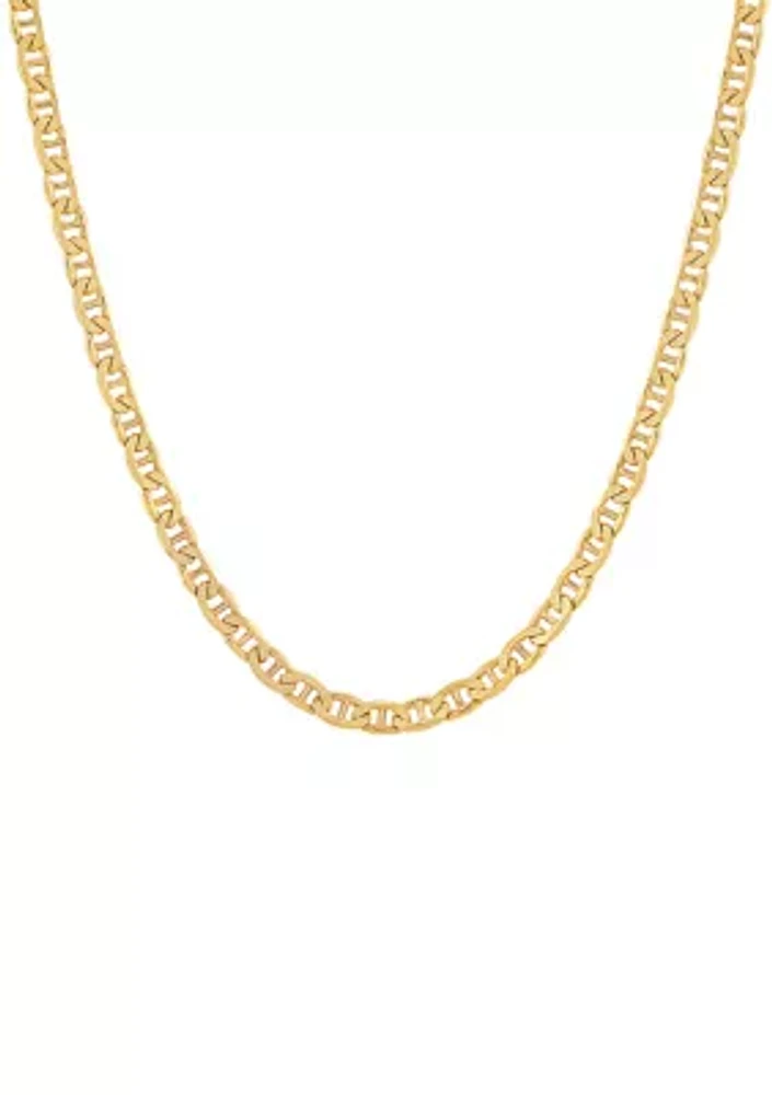 3.5 Millimeter Solid Mariner Chain Necklace in Gold Over Sterling Silver