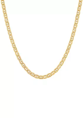 3.5 Millimeter Solid Mariner Chain Necklace in Gold Over Sterling Silver