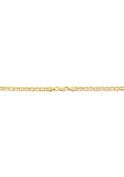 3.5 Millimeter Solid Mariner Chain Necklace in Gold Over Sterling Silver