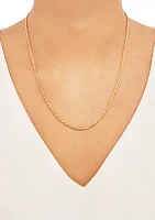 2.2 Millimeter Solid Rope Chain Necklace in Gold Over Sterling Silver