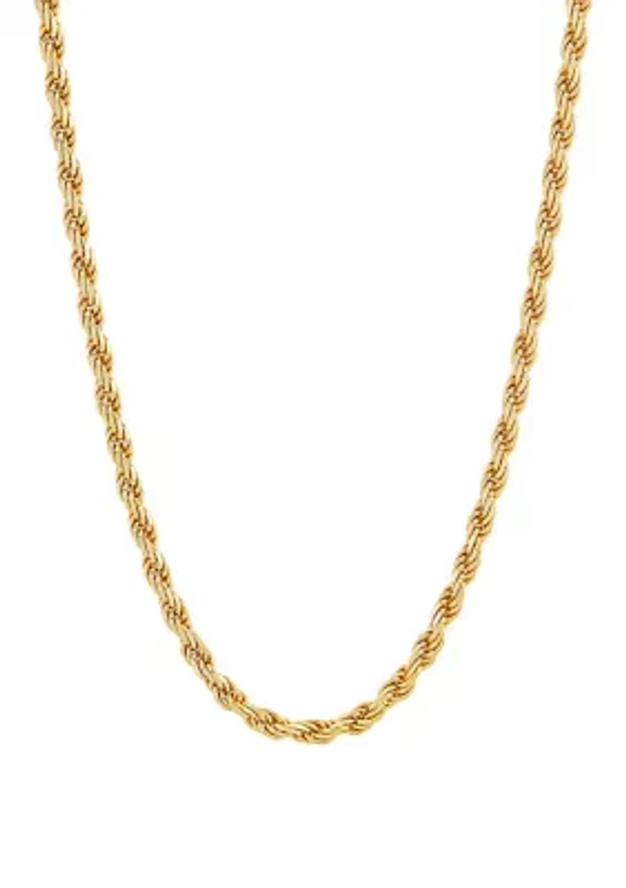 2.7 Millimeter Solid Rope Chain Necklace in Gold Over Sterling Silver