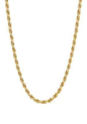 2.7 Millimeter Solid Rope Chain Necklace in Gold Over Sterling Silver